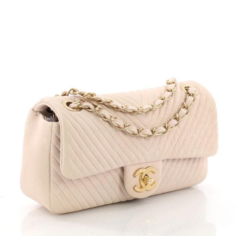 Chanel Medallion Charm Flap Bag Chevron Wrinkled Lambskin Small at