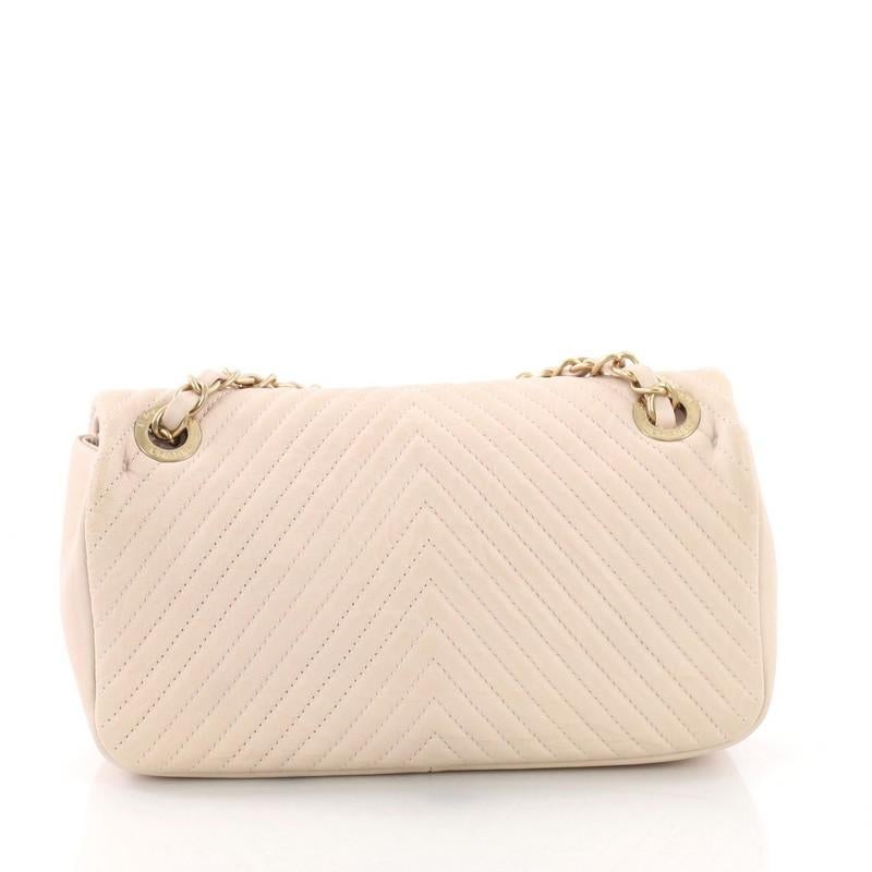 Chanel Medallion Charm Flap Bag Chevron Wrinkled Lambskin Small In Good Condition In NY, NY
