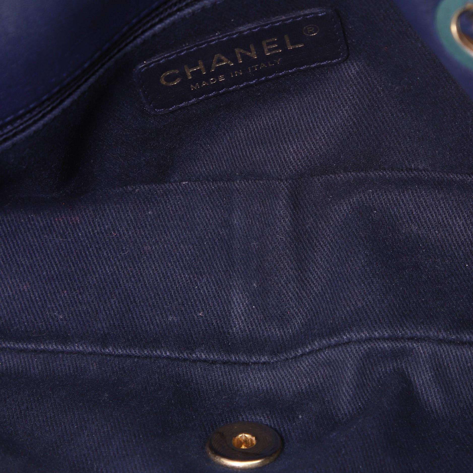 Black Chanel Medallion Charm Flap Bag Chevron Wrinkled Lambskin Small
