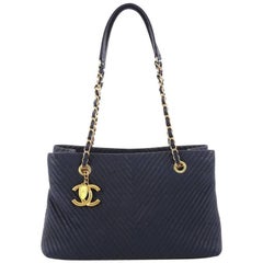 Chanel Medallion Charm Tote Chevron Wrinkled Lambskin Medium