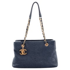 Chanel Medallion Charm Tote Chevron Wrinkled Lambskin Medium