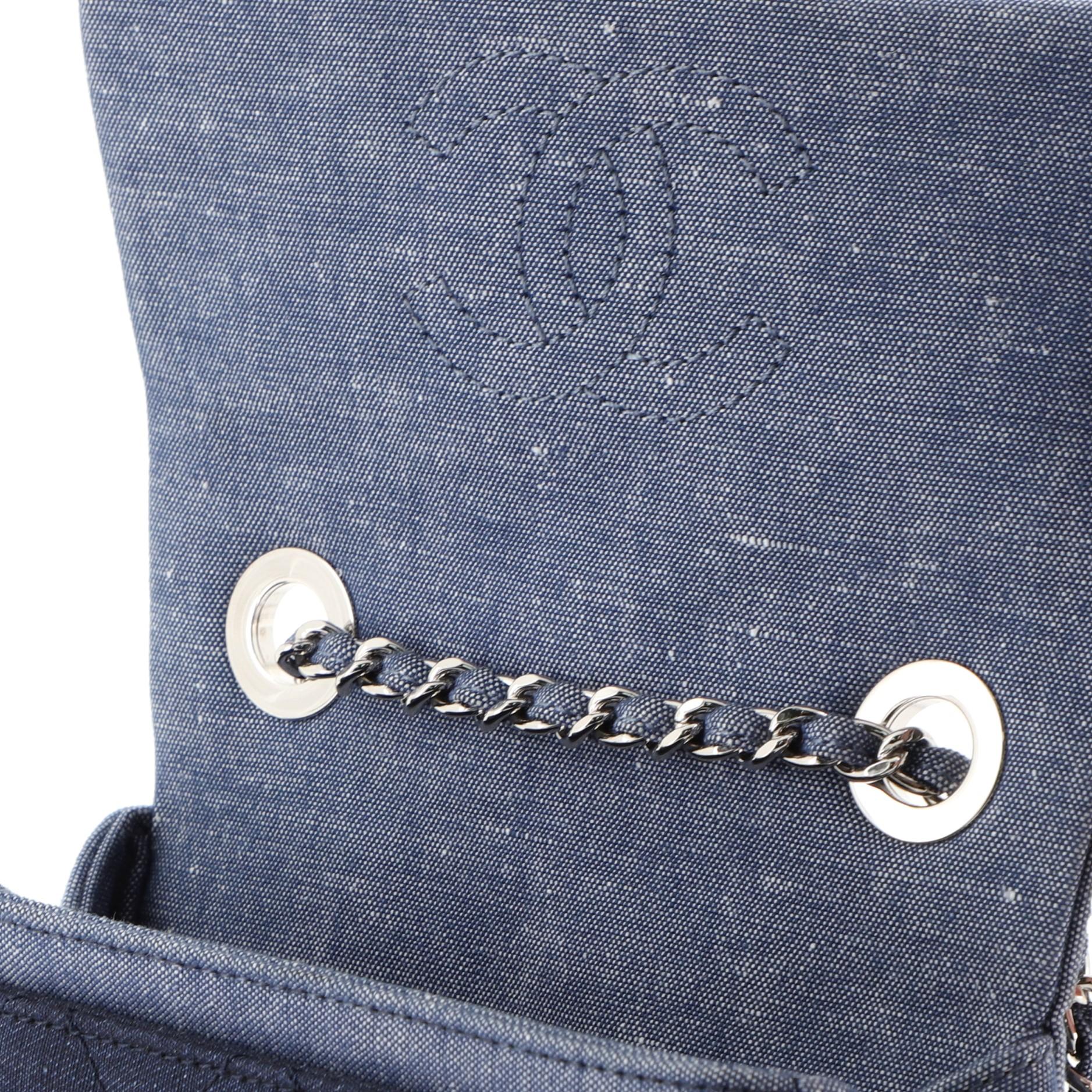 Black Chanel Medallion Graphic Flap Bag Quilted Denim Mini