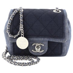 Chanel Medallion Graphic Flap Bag Quilted Denim Mini