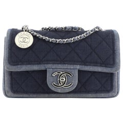 Chanel Medallion Graphic Flap Bag Quilted Denim Small 