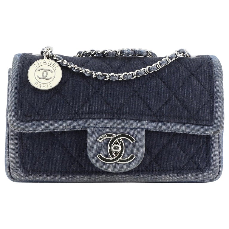 Chanel Medallion Graphic Flap Bag Quilted Denim Small at 1stDibs