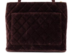 Chanel Médallion Quilted Cc 219438 Brown Velour Tote