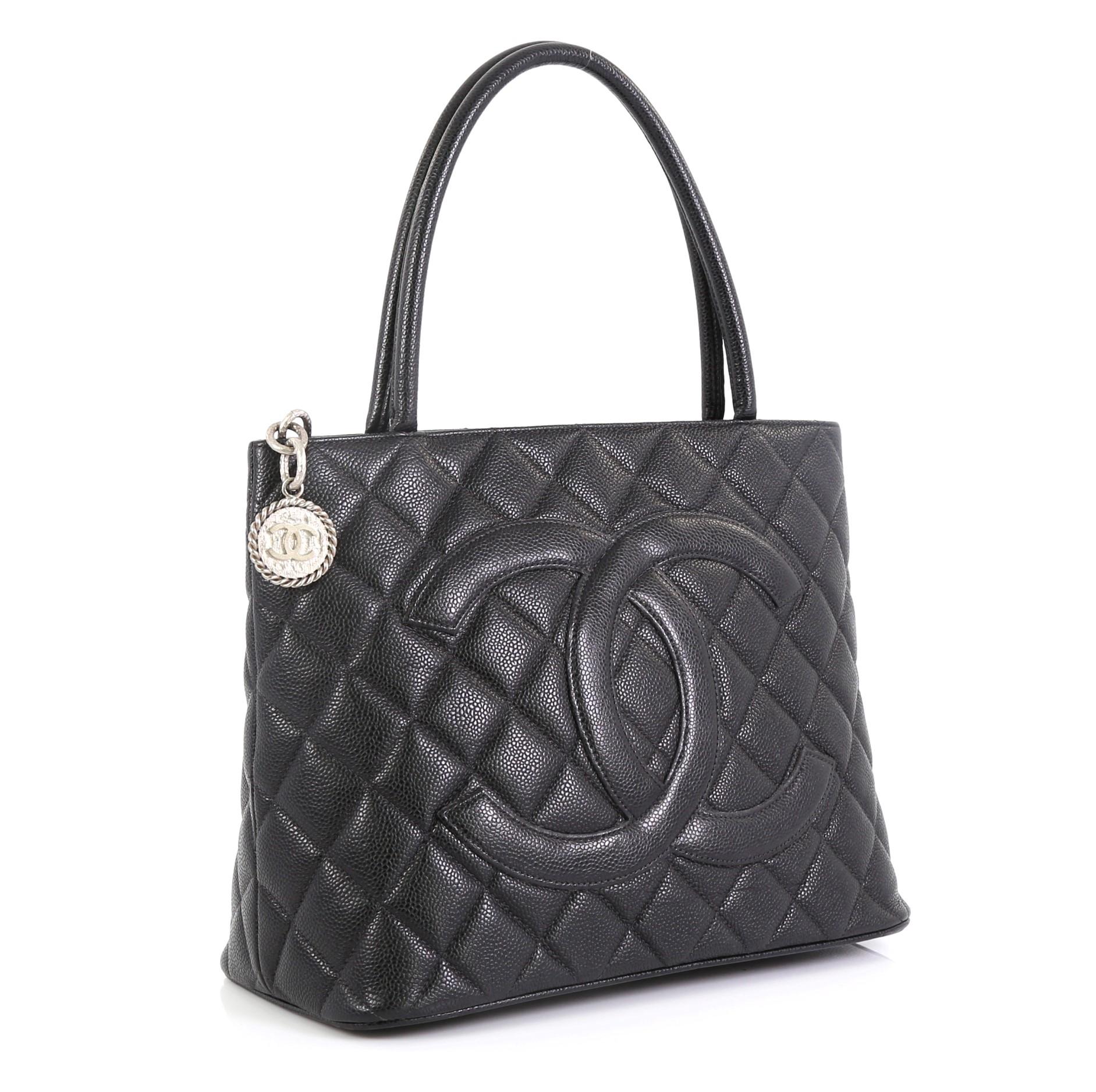 Black Chanel Medallion Tote Quilted Caviar