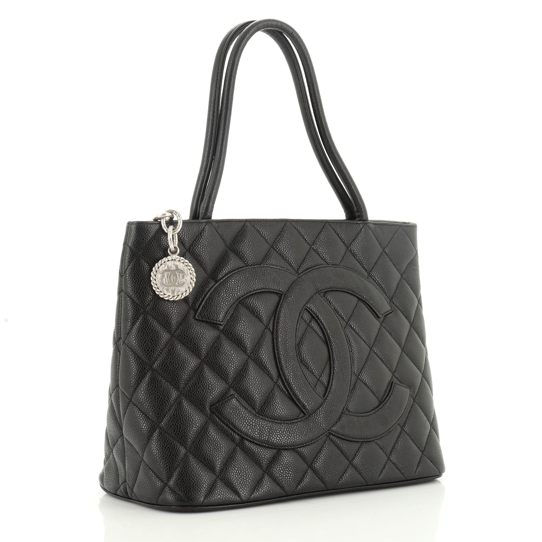 Black Chanel Medallion Tote Quilted Caviar