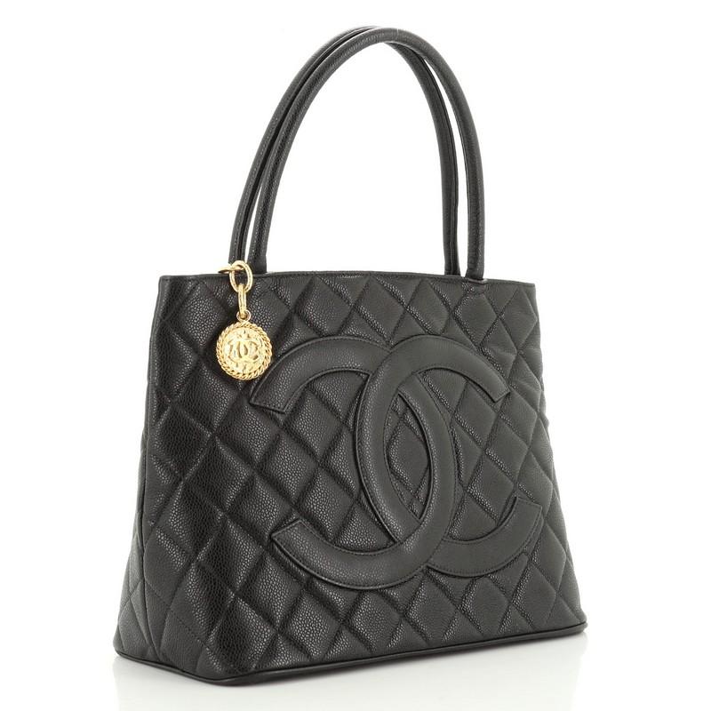 Black Chanel Medallion Tote Quilted Caviar 