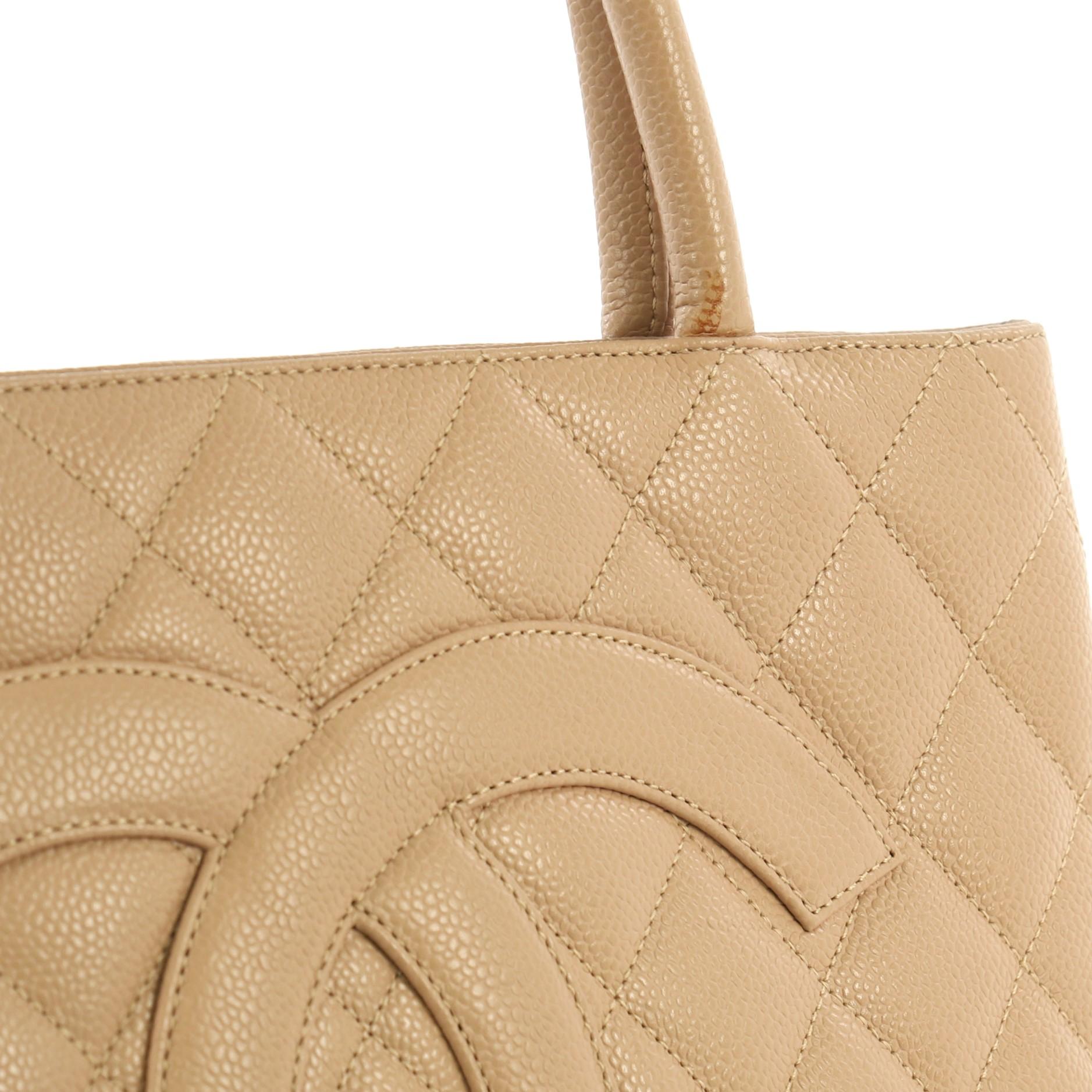 Women's Chanel Medallion Tote Quilted Caviar