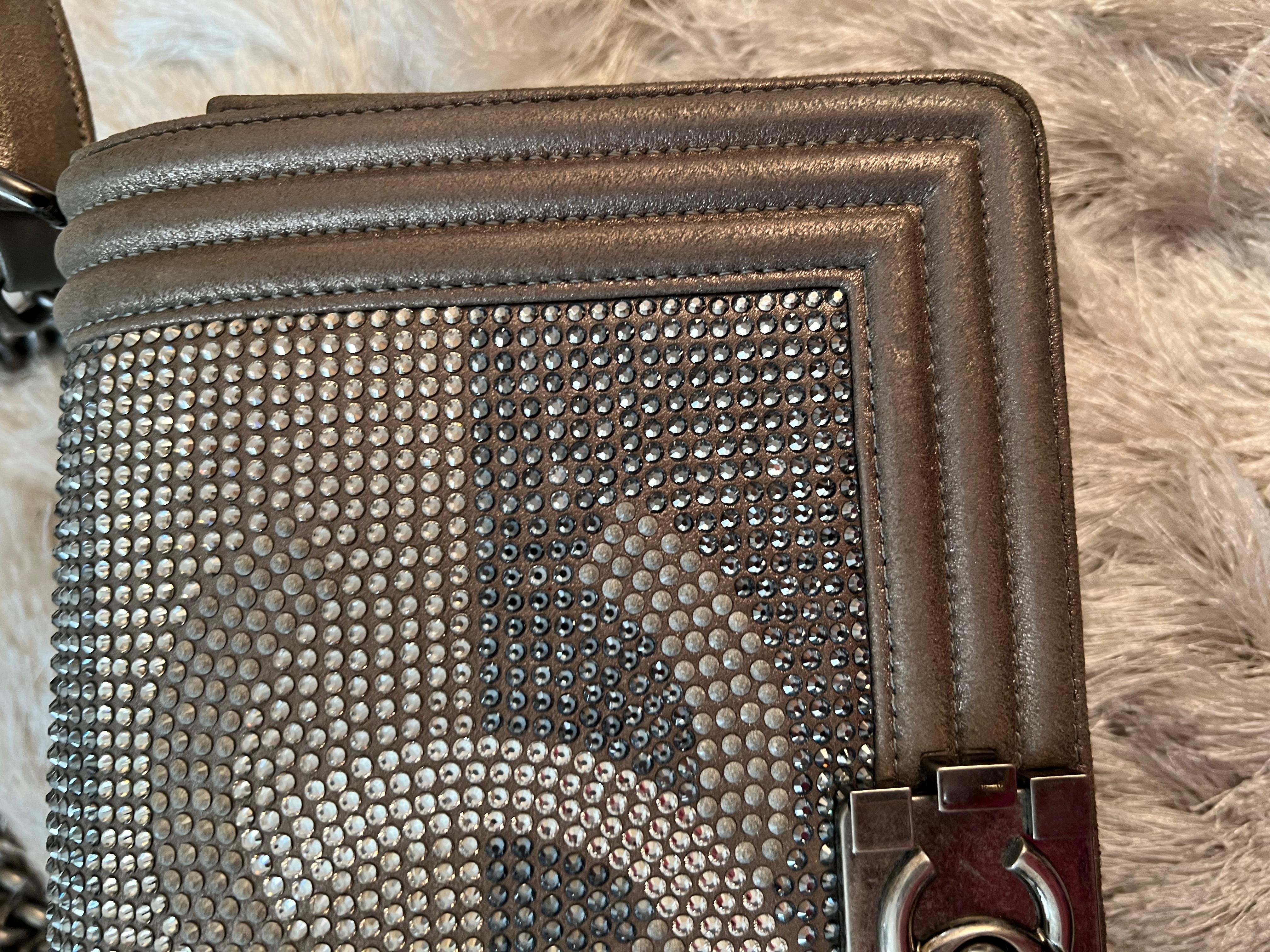 Black Chanel medium bag with crystals For Sale