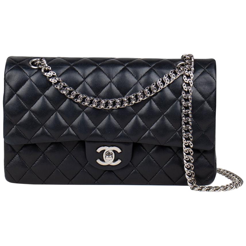 Black Chevron Quilted Suede Bijoux Chain Mini Flap Gold and Gripoix  Hardware, 1991-1994
