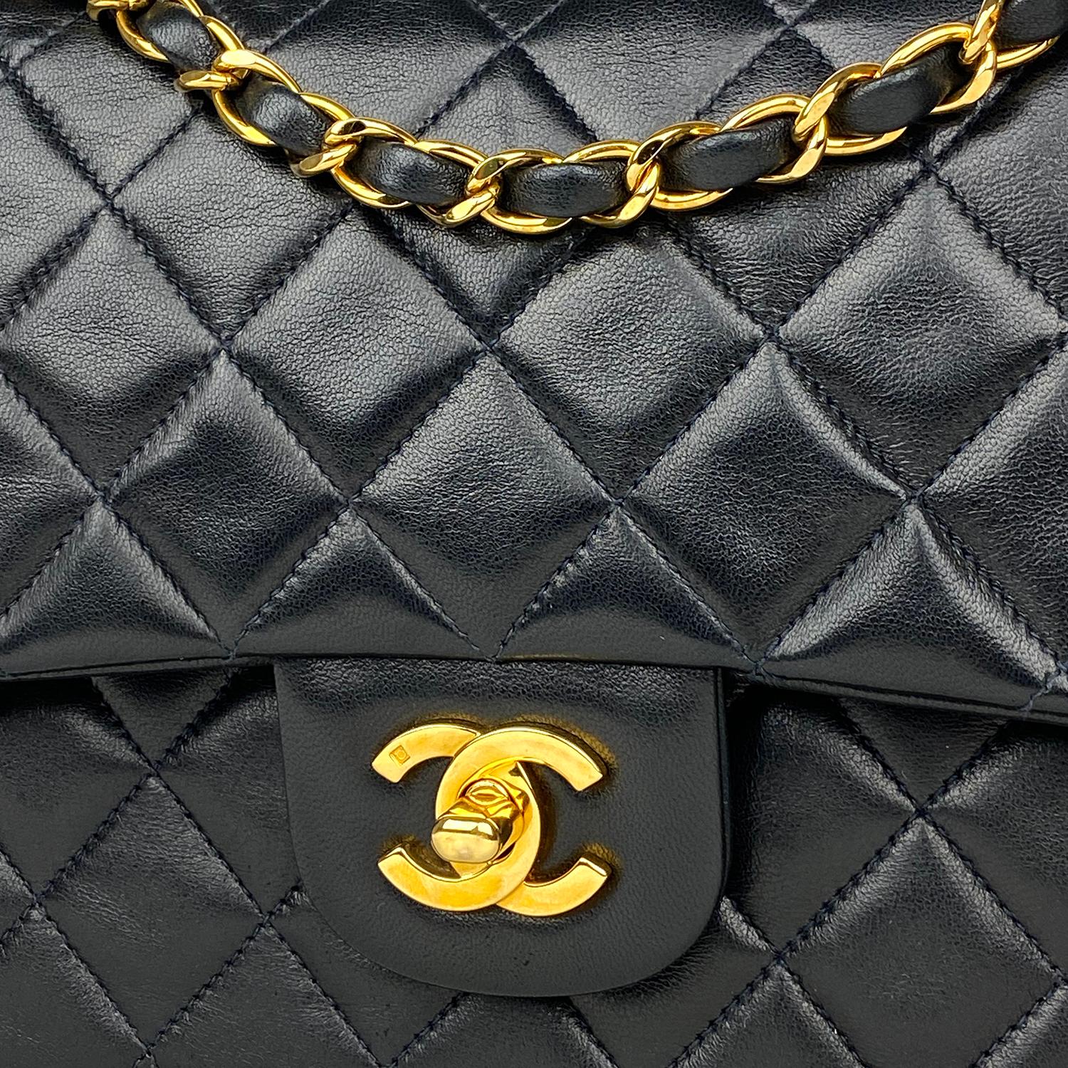 Chanel Medium Black Classic/Timeless Double Flap Bag For Sale 1