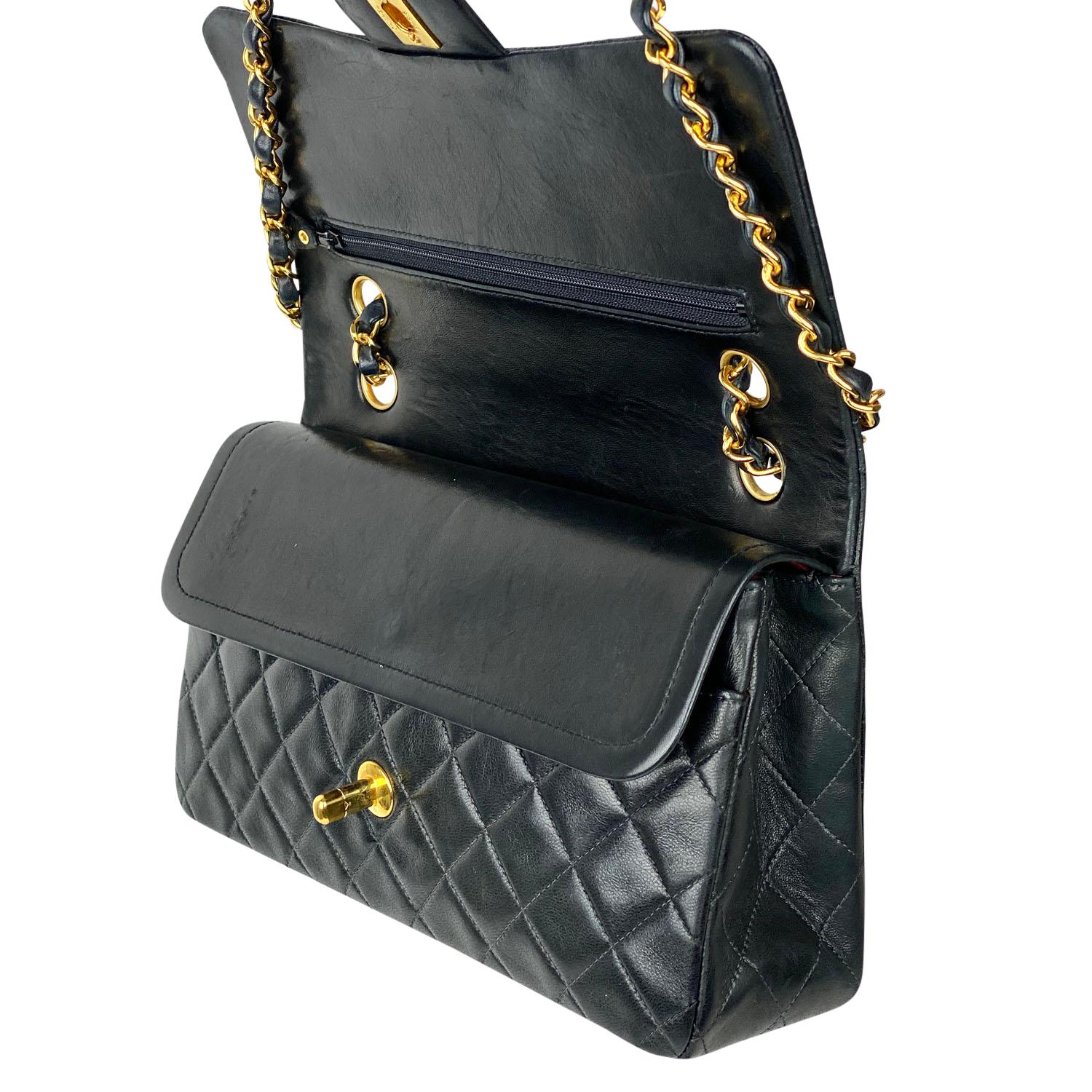 Chanel Medium Black Classic/Timeless Double Flap Bag 5