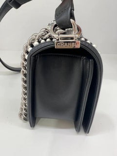 Chanel Medium Boy Bag - Black with Pearl Detail