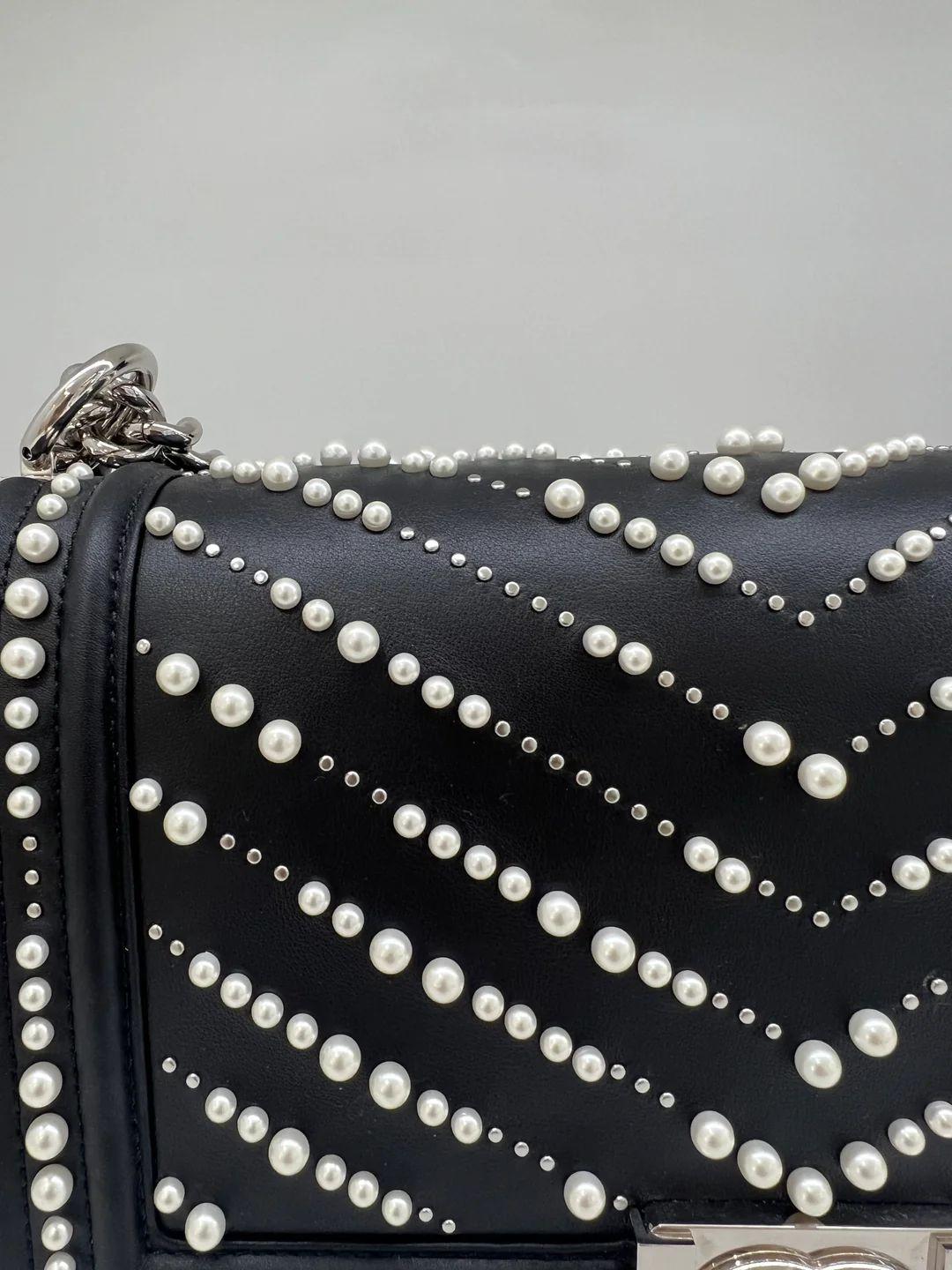 Chanel Medium Boy Bag - Black with Pearl Detail 1