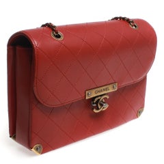Chanel medium boy bag, dark red leather with gold hardware