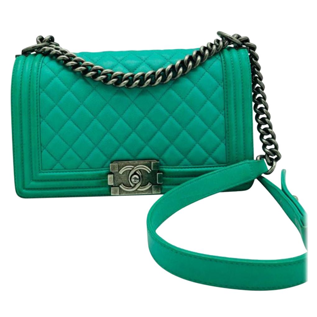 Chanel Medium Boy Bag - Emerald Green For Sale at 1stDibs