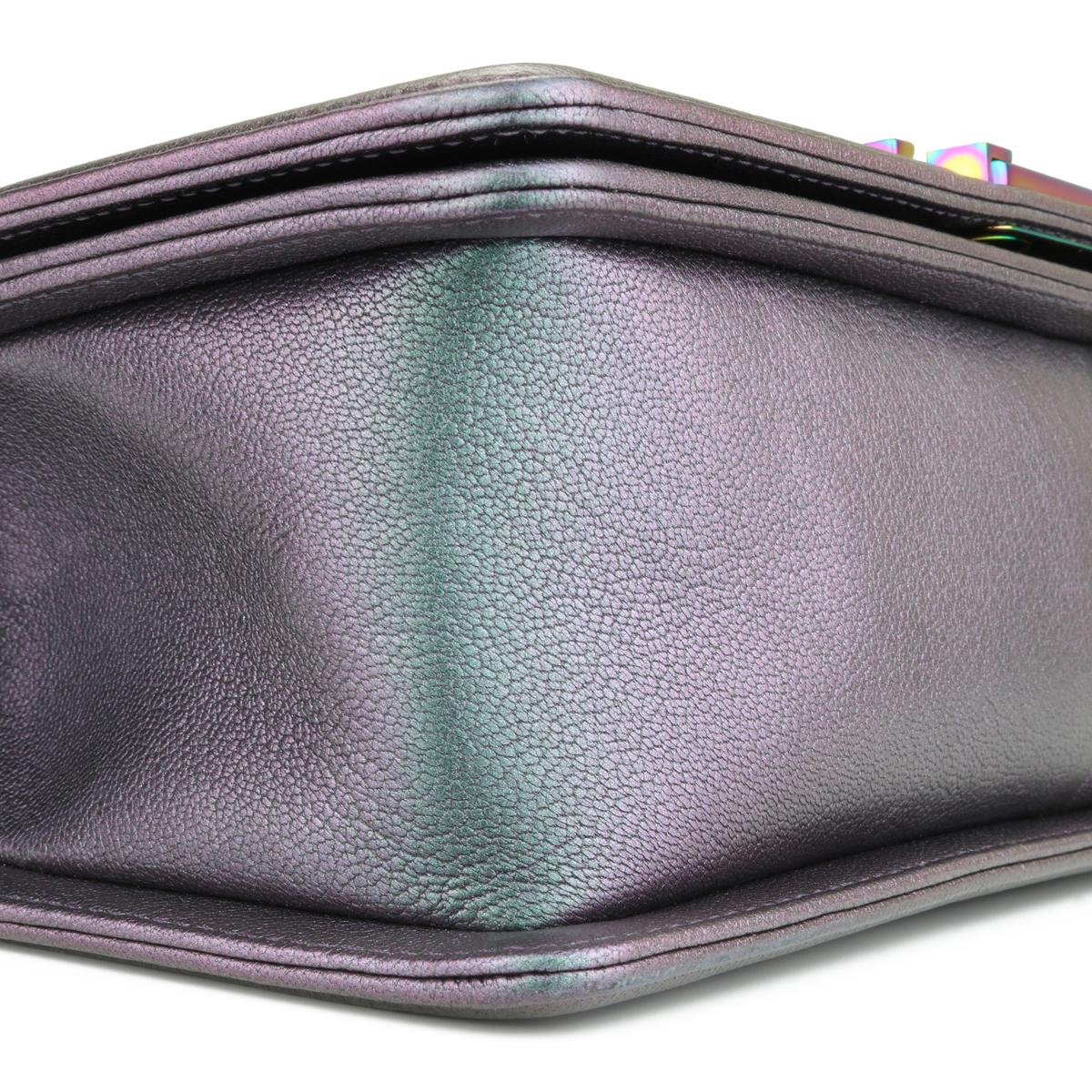 CHANEL Medium Boy Bag Iridescent Purple Goatskin with Rainbow Hardware 2016 1