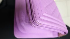 Chanel Medium Boy Flap Quilted Caviar Purple Leather Shoulder Bag