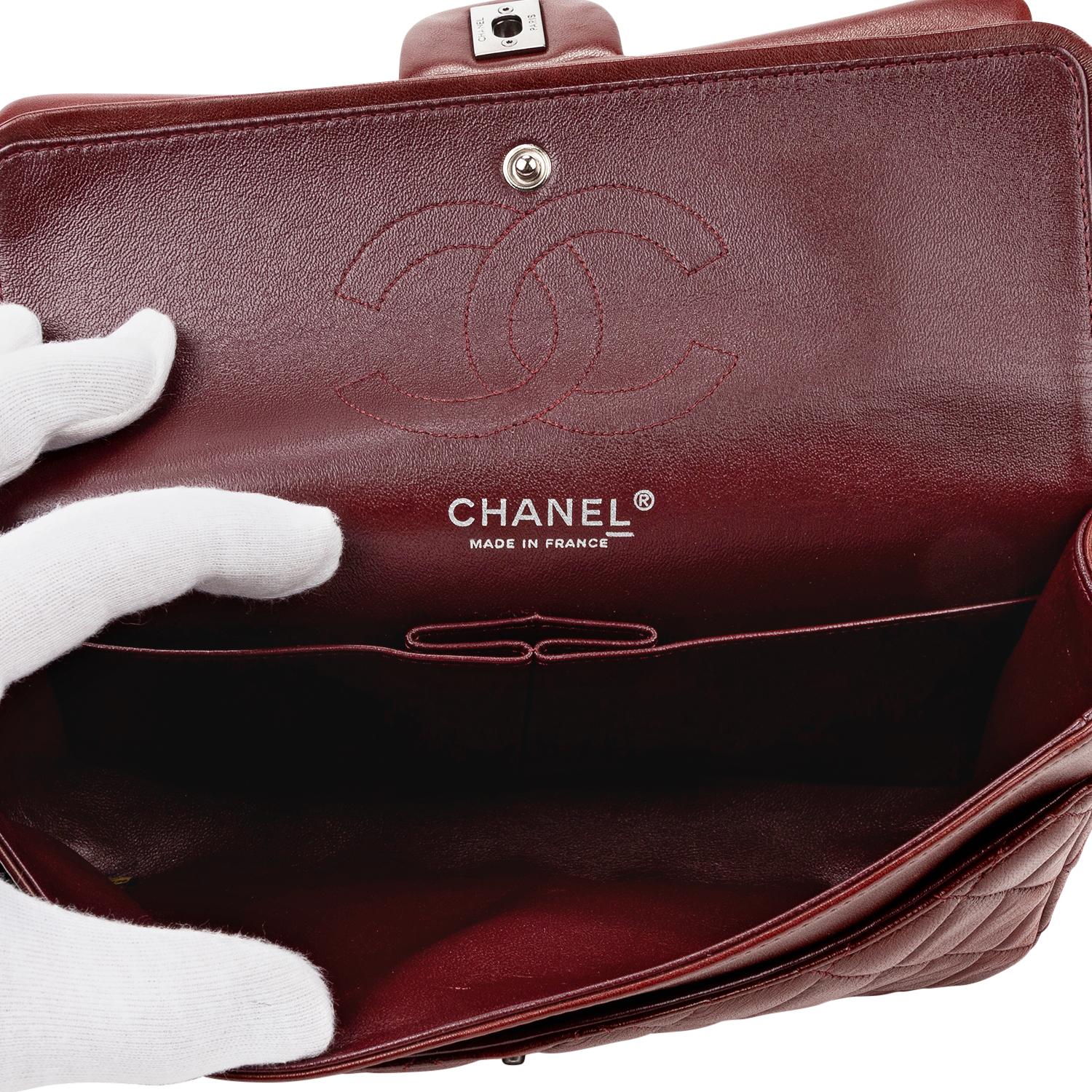 Chanel Medium Burgundy Double Flap Bag In Excellent Condition In Atlanta, GA