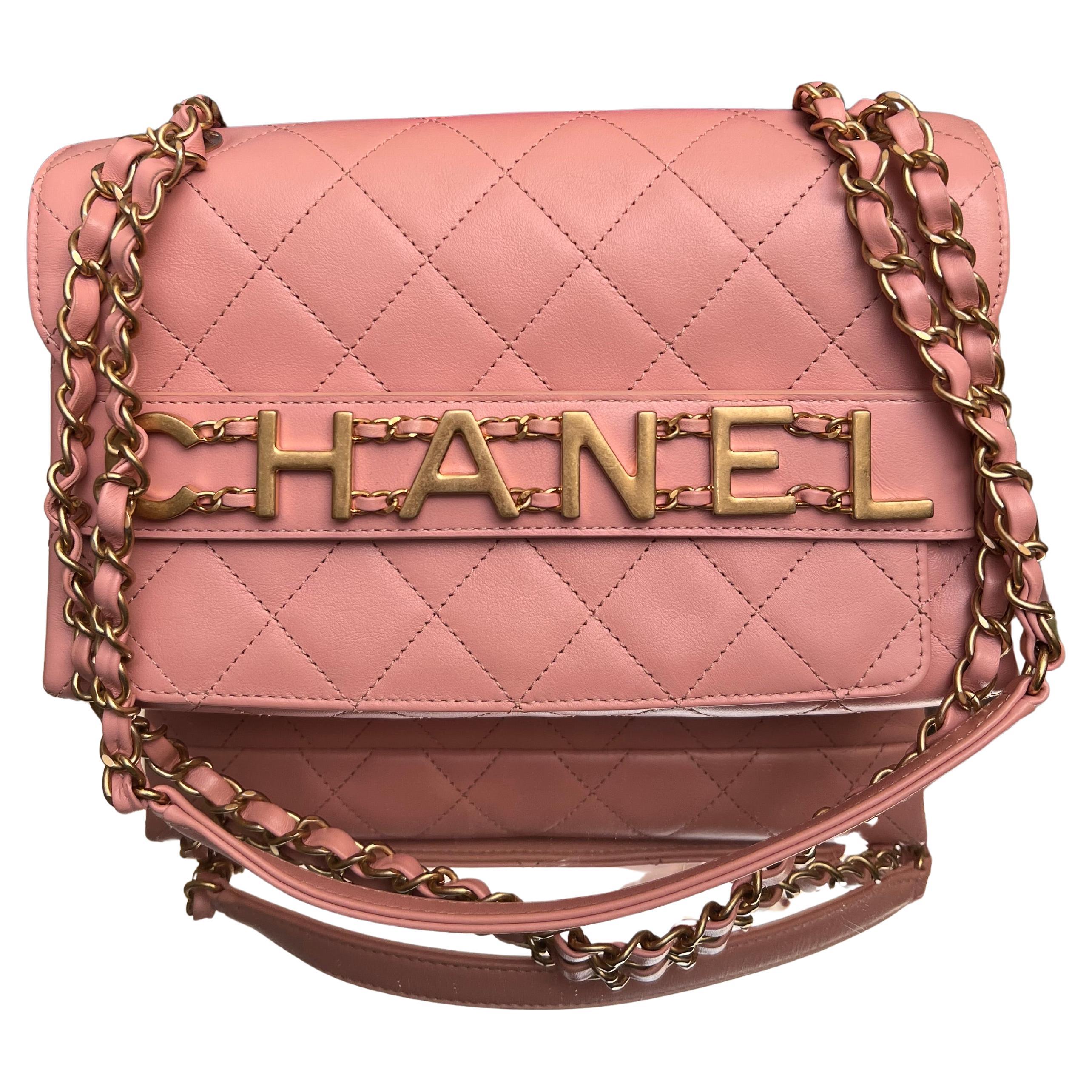 Chanel medium calfskin quilted enchained flap pink bag