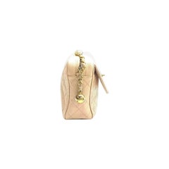 Chanel Medium Camera Case Bag Beige Caviar Leather Gold Hardware