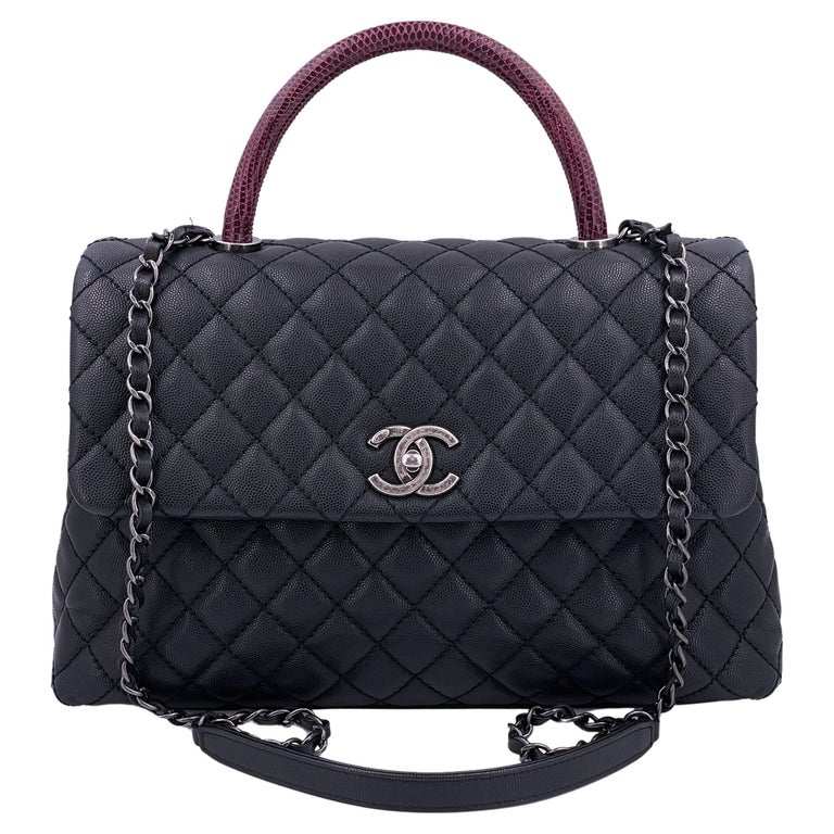 Caviar Quilted Medium Coco Top Handle Flap Bag Black - Jackie Z Style Co. main image 1