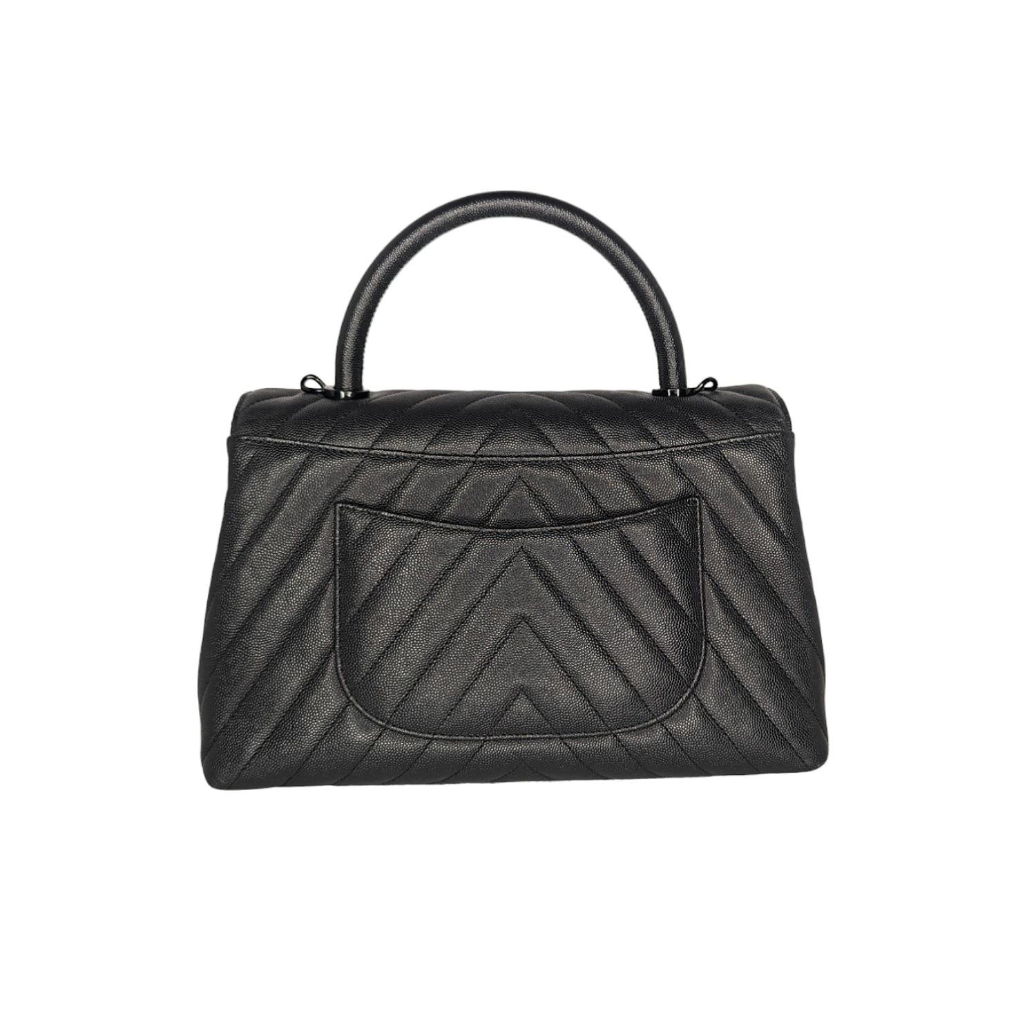 Chanel Medium Chevron So Black Coco Handle Bag For Sale 1