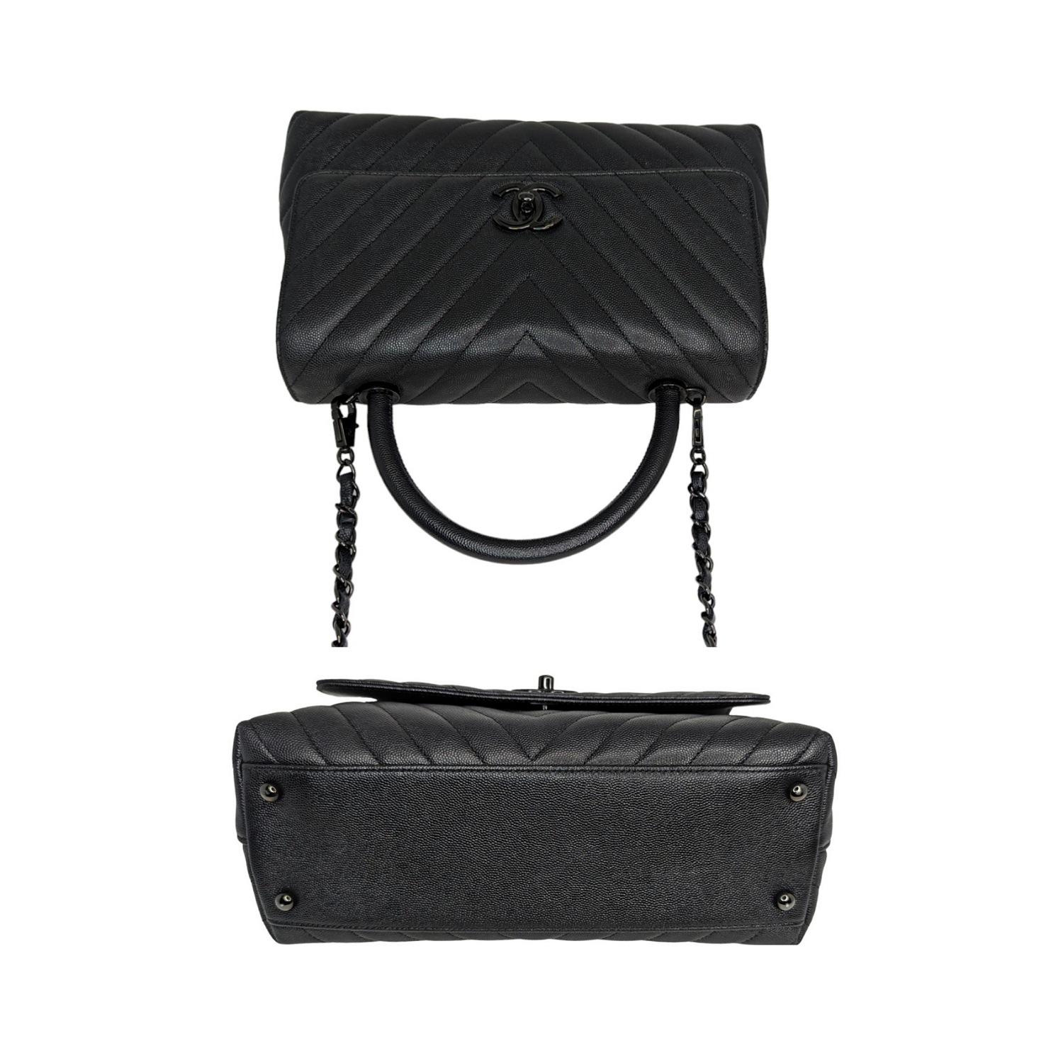 Chanel Medium Chevron So Black Coco Handle Bag For Sale 3