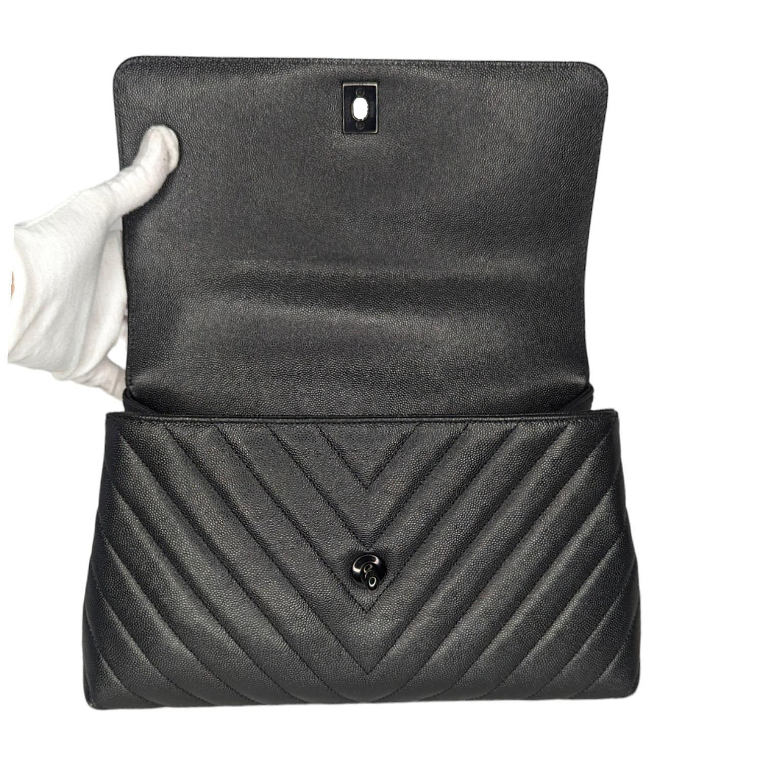Chanel Medium Chevron So Black Coco Handle Bag 4
