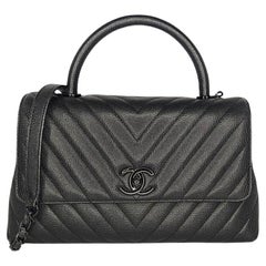 Used Chanel Medium Chevron So Black Coco Handle Bag