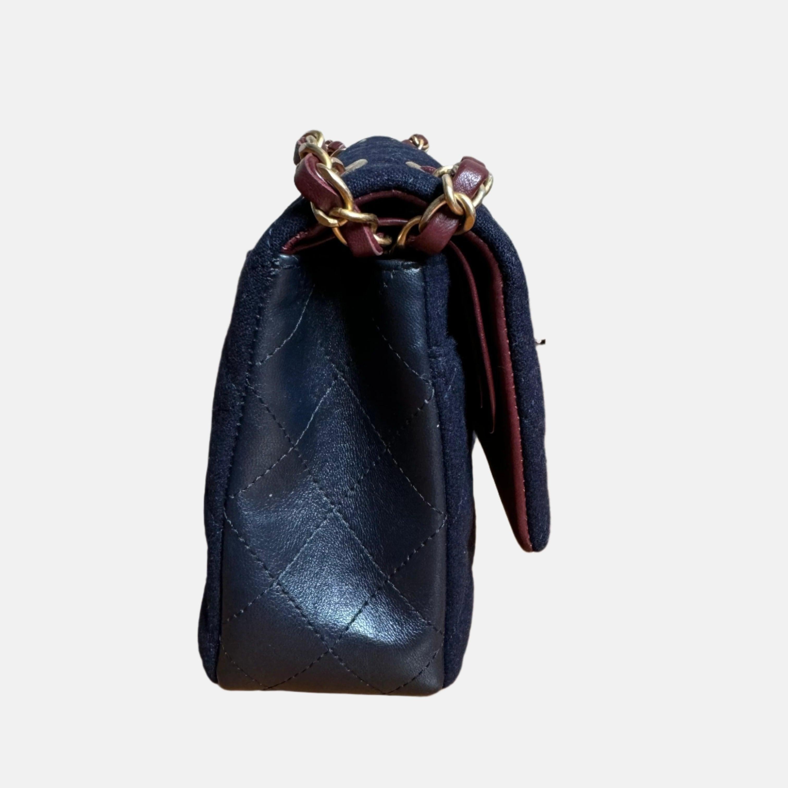 Chanel Medium Classic Double Flap Bag Métiers d'Art Paris-Hamburg Wool Charms In Excellent Condition In AUBERVILLIERS, FR