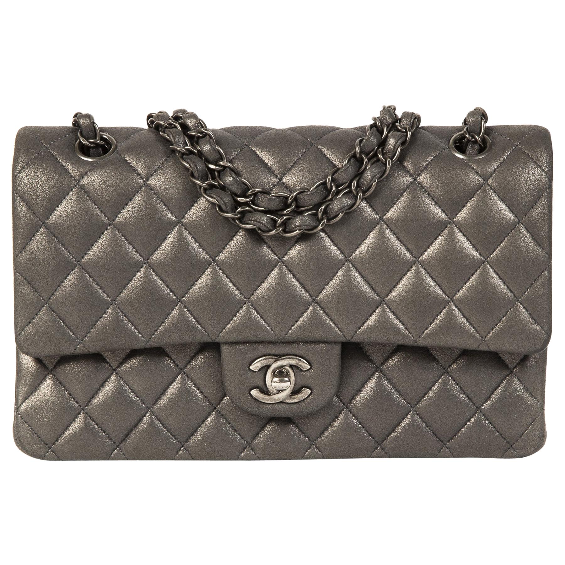 Chanel Medium Classic Flap Bag Metallic Silver
