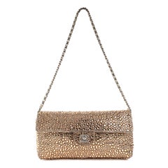 Chanel Medium Classic Flap Dark Champagne Swarovski Crystal Bag with Gold Hardwa