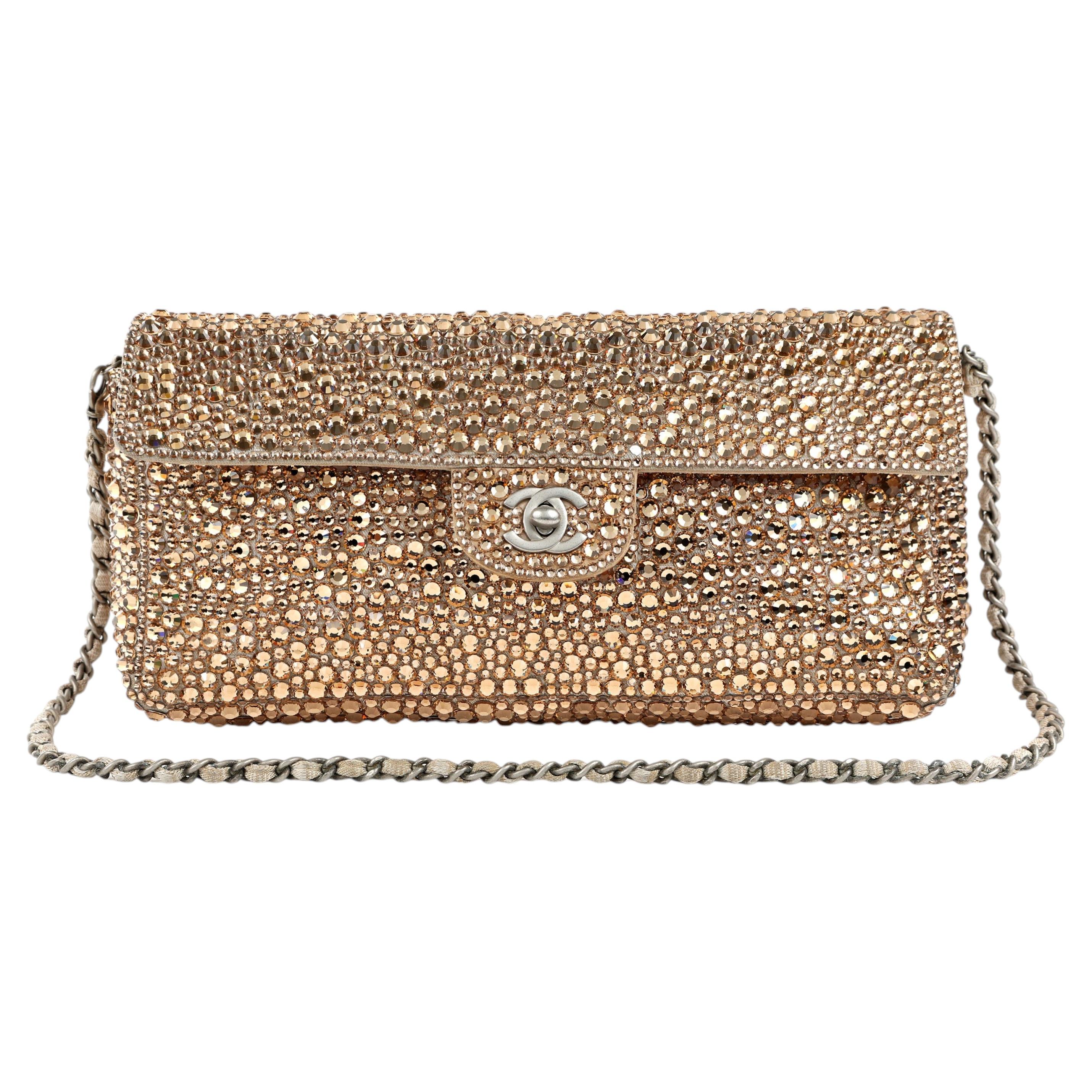 Chanel Medium Classic Flap Dark Champagne Swarovski Crystal Bag