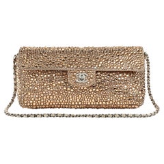 Chanel Medium Classic Flap Dark Champagne Swarovski Crystal Bag with Gold Hardwa