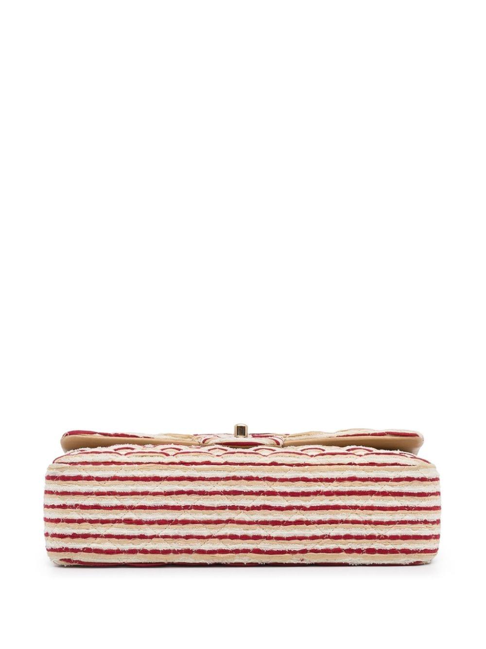 Chanel Medium Classic Vintage Striped Red and Beige Double Flap Bag  3