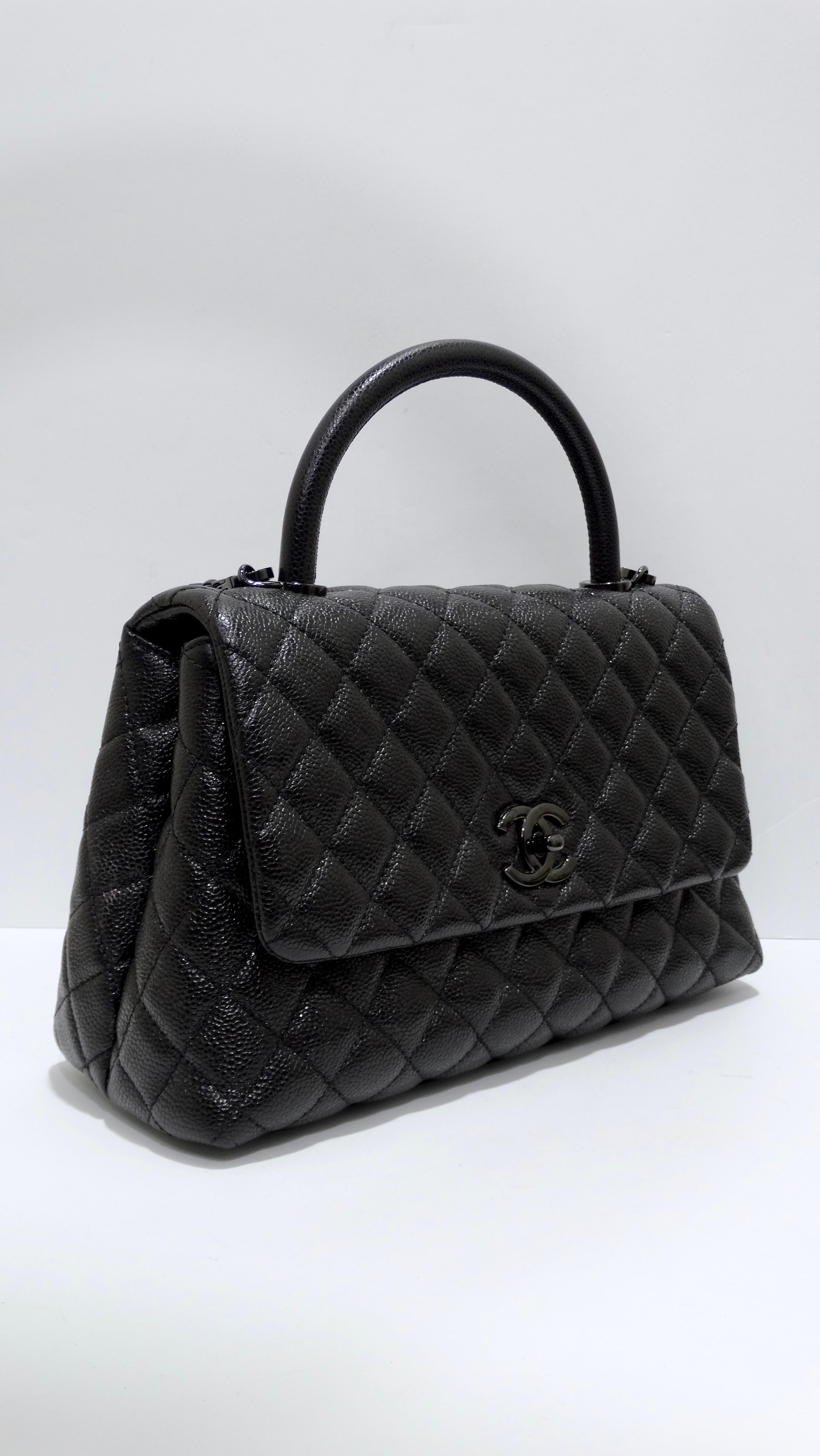 Chanel Medium Coco Caviar Quilted Top-Handle Bag 6