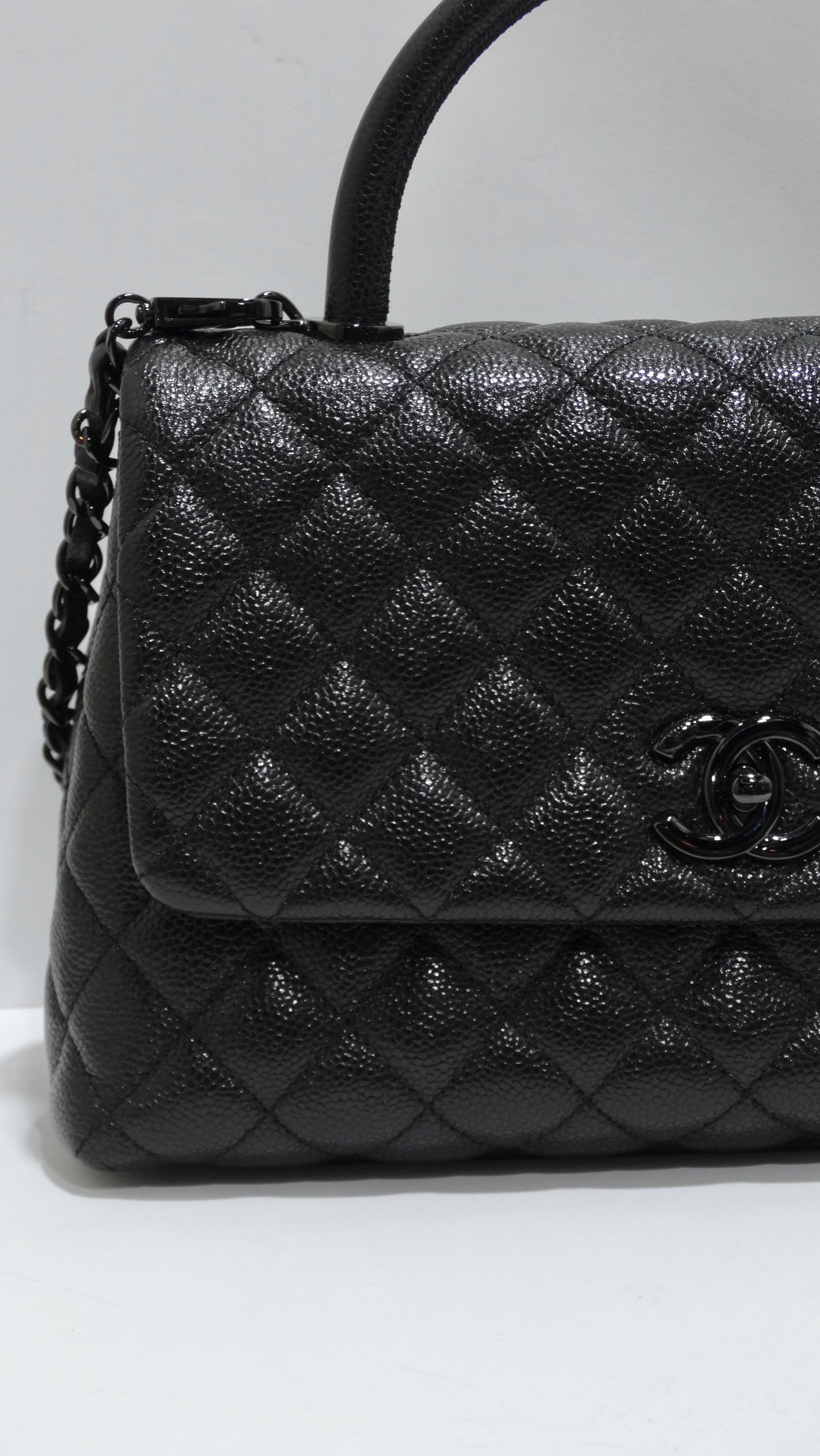 Black Chanel Medium Coco Caviar Quilted Top-Handle Bag