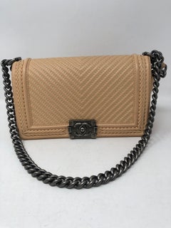 Chanel Medium Cream Chevron Stitch Boy Bag