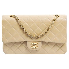 Chanel Medium Creme Lambskin Double Flap Bag