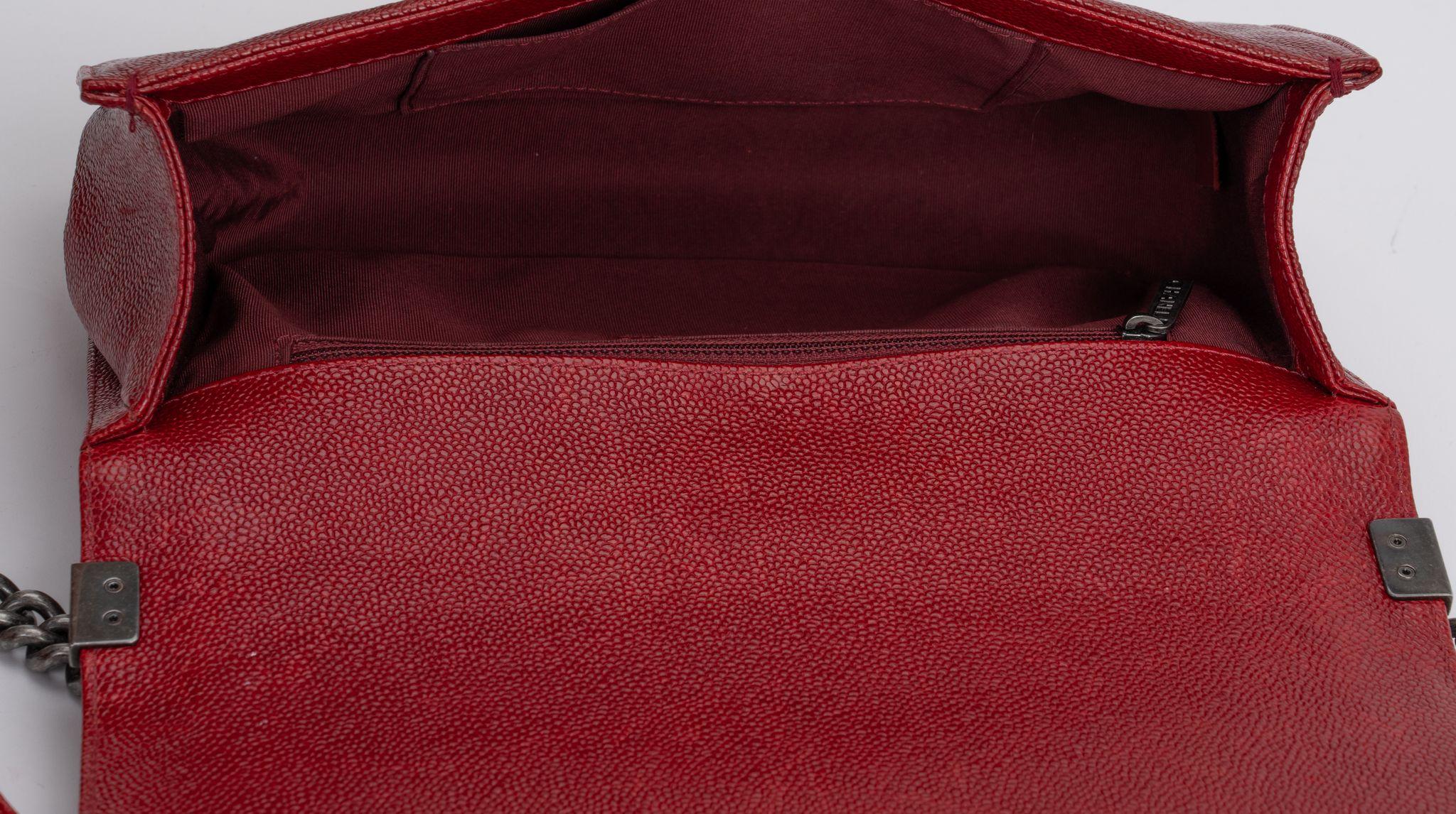 Chanel Medium Dark Red Caviar Boy Bag For Sale 5