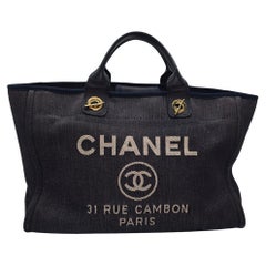 Chanel Tote Deauville Vaquero Oscuro Lavado Mediano