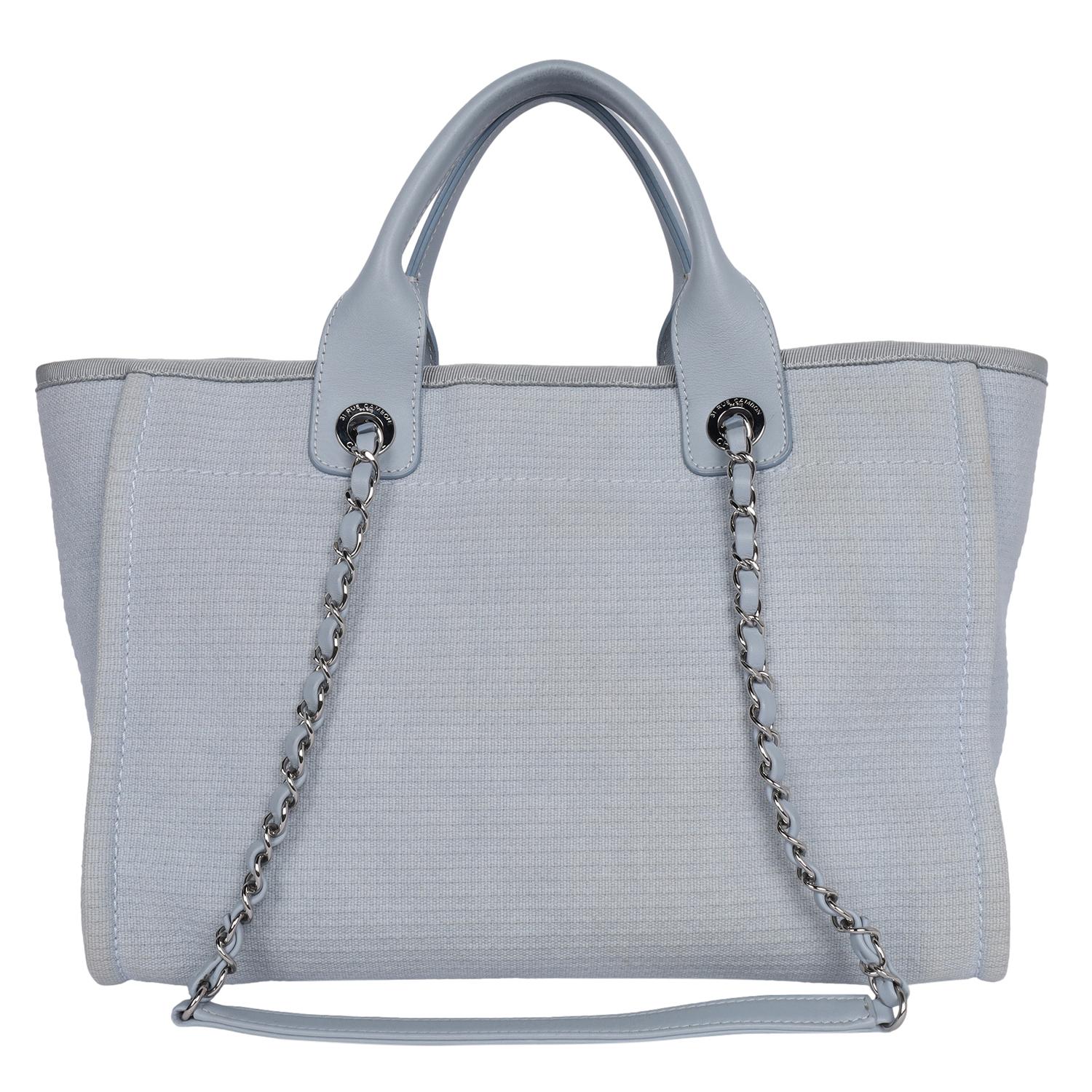Chanel Medium Deauville Shoulder Bag Tote Baby Blue For Sale 1