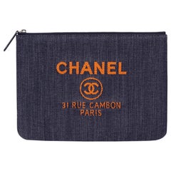Chanel Medium Denim Zipped Clutch