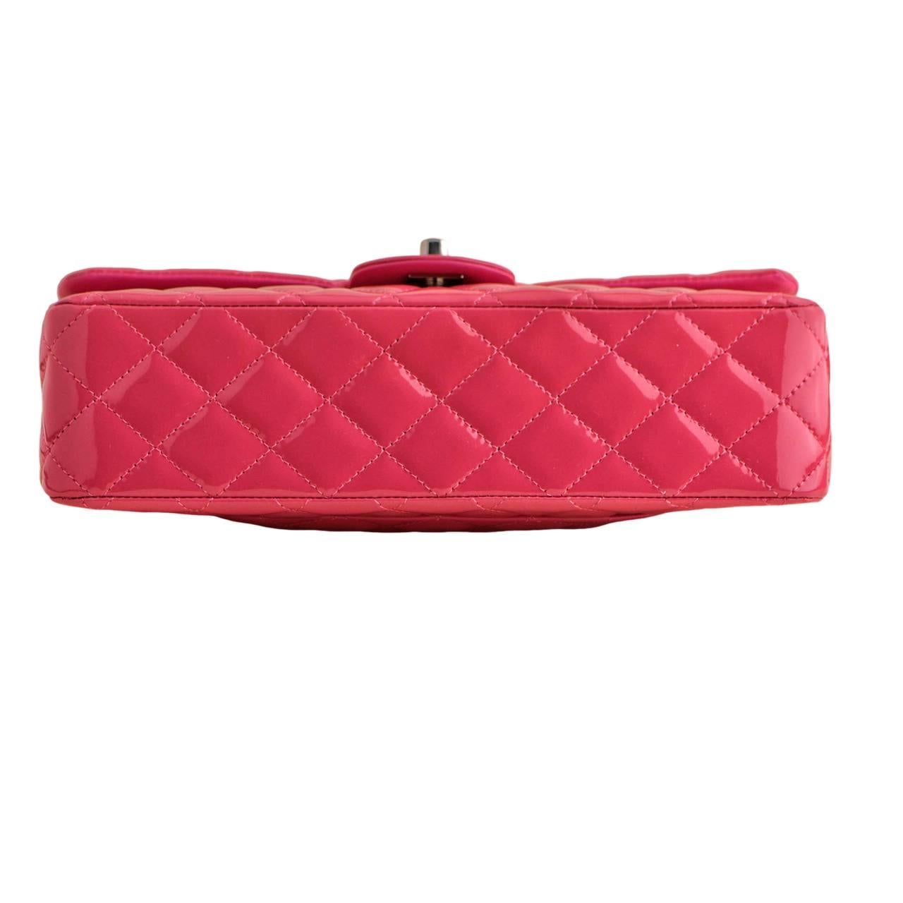 Chanel Medium Double Classic Flap Pink Quilted Patent Lambskin Bag 1