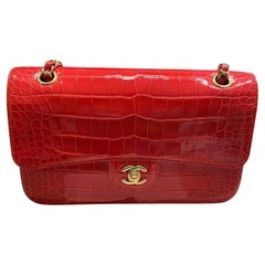 Chanel Medium Double Flap bag in shiny red alligator with gold hardware 