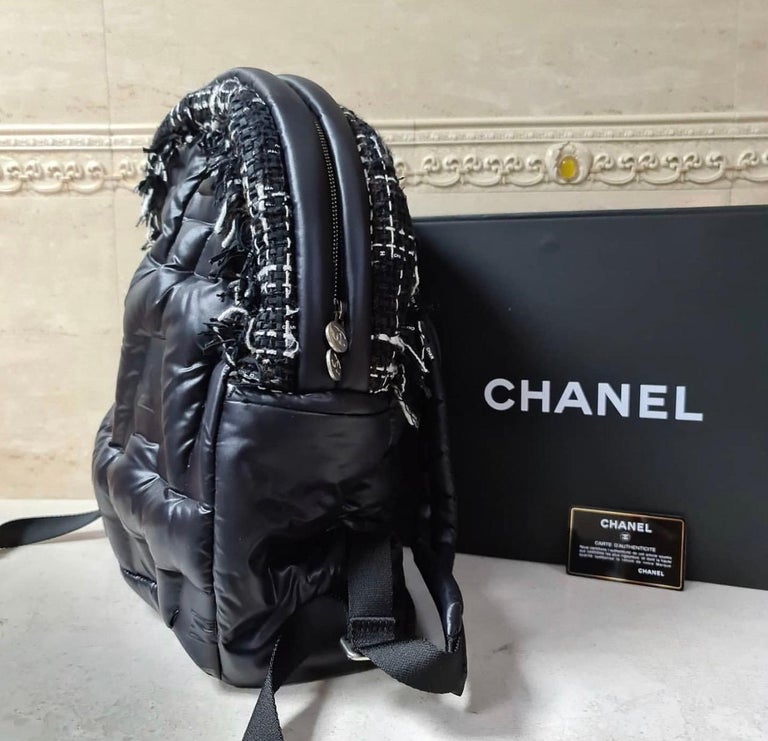 Chanel Medium Doudoune Nylon Tweed Coco Neige Backpack at 1stDibs