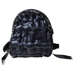 CHANEL Wool Nylon Quilted Coco Neige Backpack Black Ecru 407621
